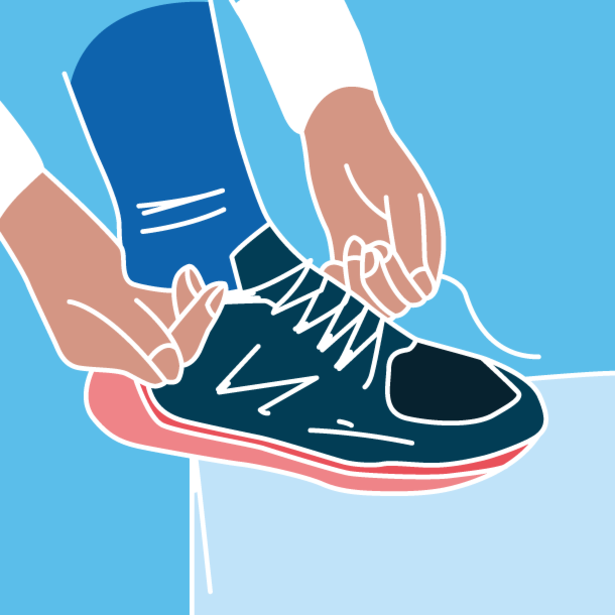 Imagen de una mujer atándose los cordones - Saba